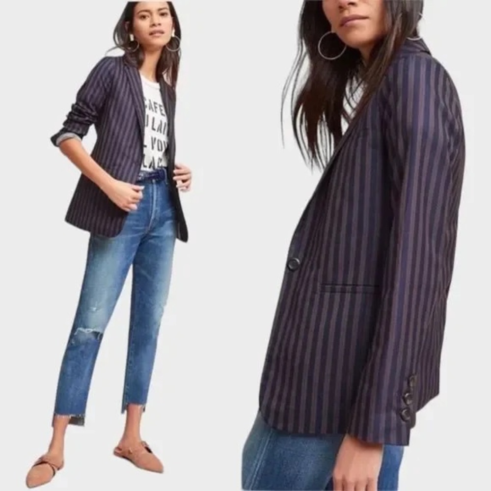 Heartloom Navy and Purple Striped Blazer—Flawed (see photos) - Picture 1 of 5